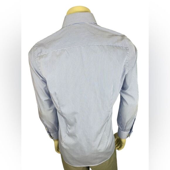 Eton Contemporary Fit Dress Shirt Blue/White Striped Twill Like New Size 41/16 - Picture 2 of 7
